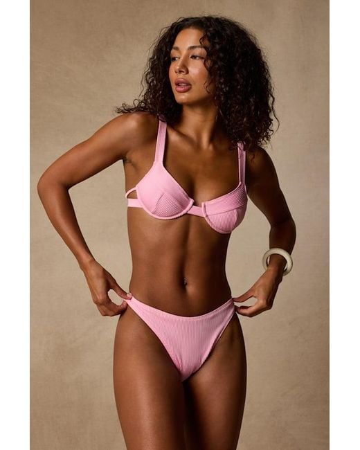 Lulus Brown Matala Ribbed High-Rise Bikini Bottoms