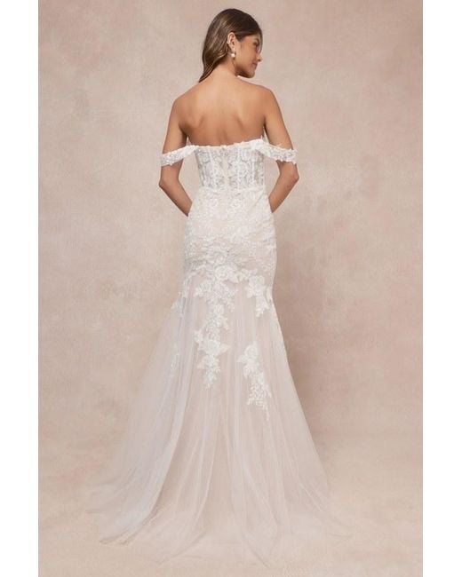 Lulus Natural Endless Dedication Embroidered Off-The-Shoulder Maxi Dress