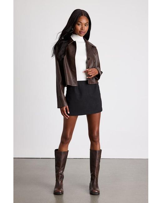 Lulus Black Rahlina Suede Mid-Rise Mini Skirt