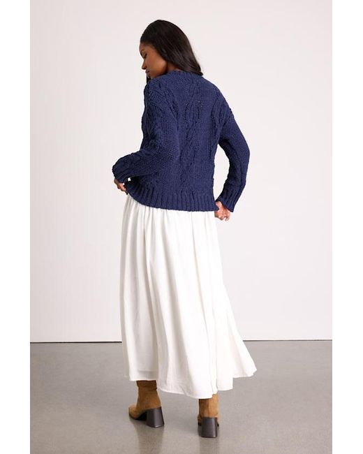 Lulus Blue Quinna And Ivory Mixed Media Maxi Dress