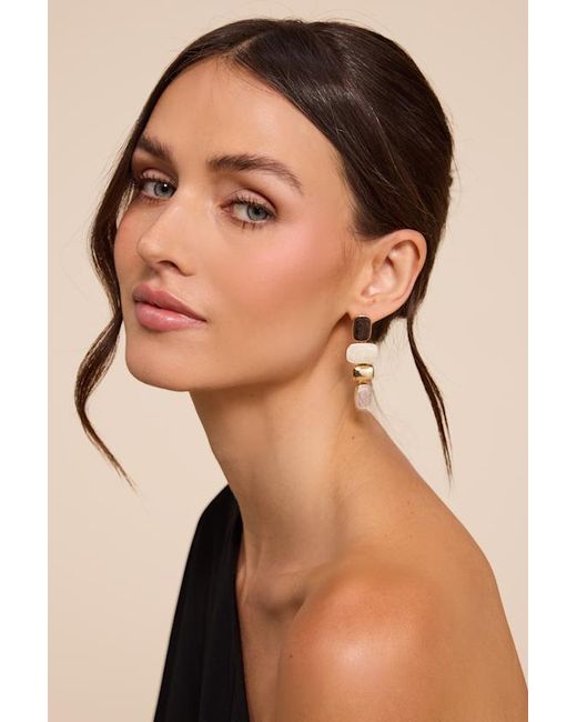 Lulus Natural Olivine Multi Stone Drop Earrings