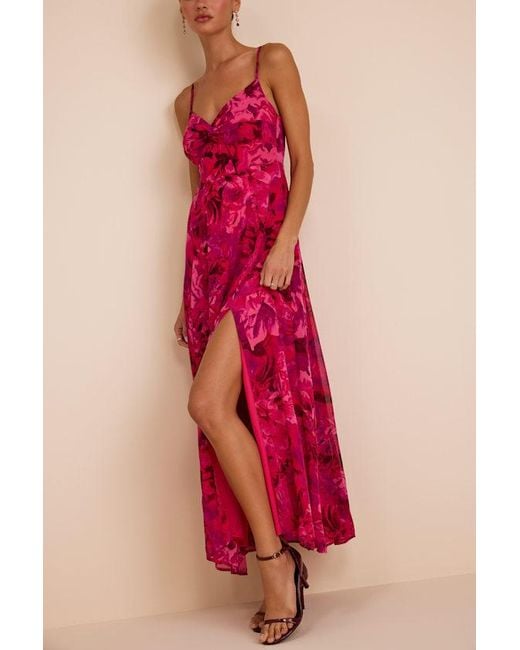 Lulus Red Beautiful Soul Floral Print Twist-Front Maxi Dress