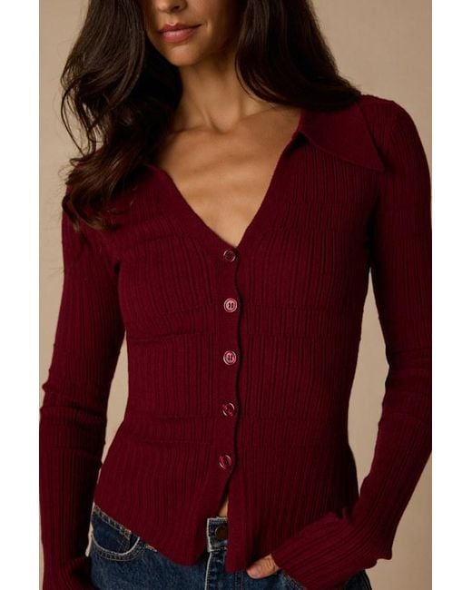 Lulus Ashley Ribbed Collared Sweater Knit Top