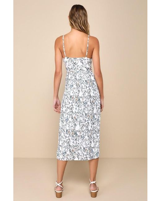 Lulus Natural Poise And Perfection Floral Print Pleated Midi Dress
