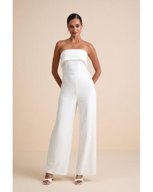 Lulus Natural Carmo Strapless Straight Leg Jumpsuit
