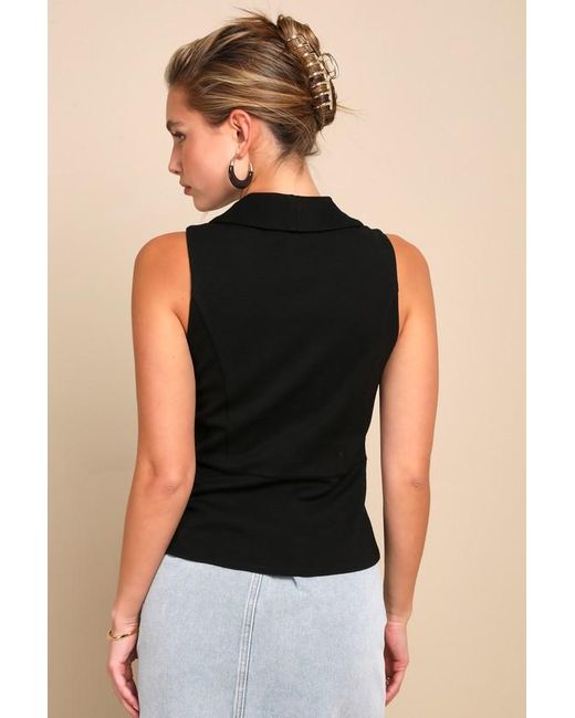 Lulus Black Heightened Vibes Sleeveless Vest Top