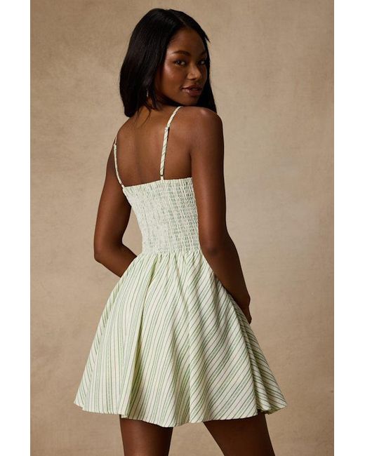 Lulus Natural Sandy And Striped Skater Mini Dress