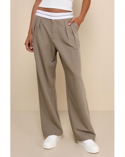 Lulus Natural Refined Mood Taupe And Straight Leg Trouser Pants