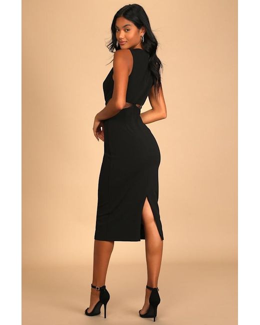 Lulus Black Not Meshing Around Cutout Bodycon Midi Dress