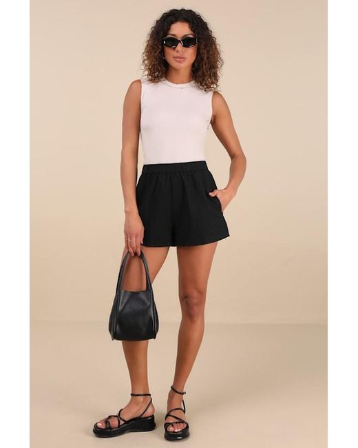 Lulus Black Ellette Ribbed Raglan Seamed Tank Top