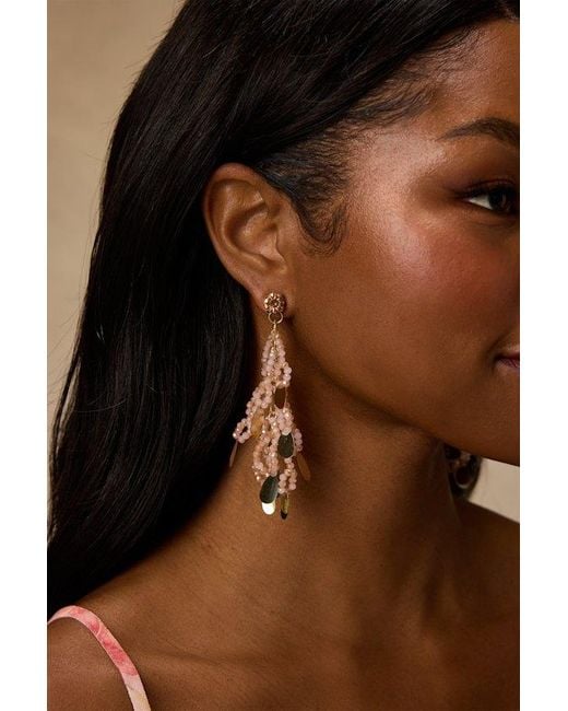 Lulus Natural Hessa Blush Beaded Statement Earrings