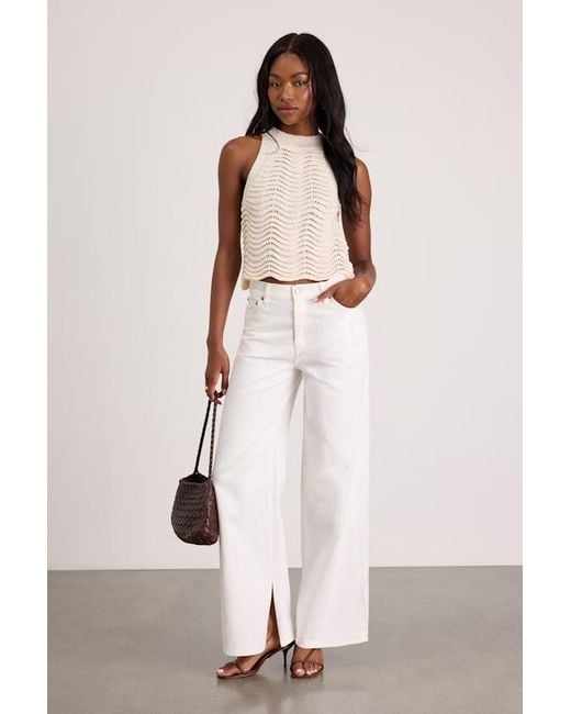 Daze Denim Natural Wanderer Split Hem Wide-Leg Jeans