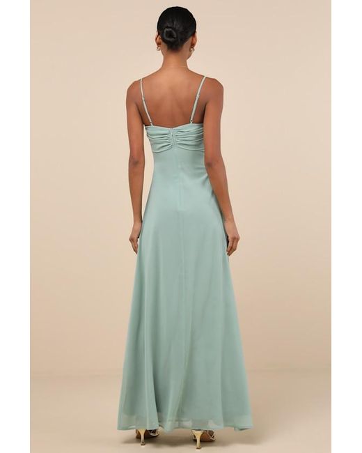 Lulus Green Jelena Sage Pleated Sleeveless Maxi Dress