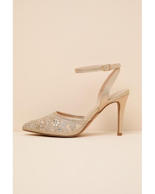 Lulus Natural Fierria Rhinestone Pointed-Toe Ankle Strap Pumps