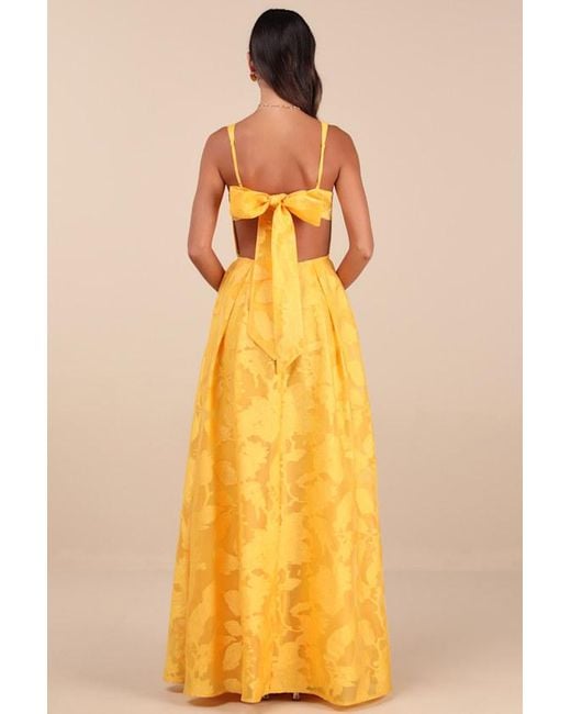 Lulus Yellow Perfected Aura Jacquard Tie-Back Maxi Dress With Pockets