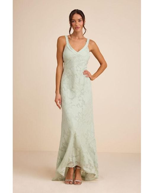 Lulus Natural Perfectly Classy Floral Burnout Backless Maxi Dress