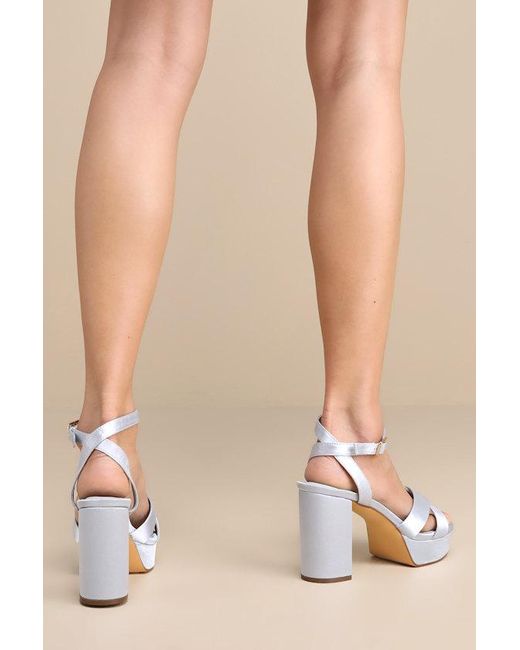 Lulus Natural Selah Satin Ankle Strap Heels