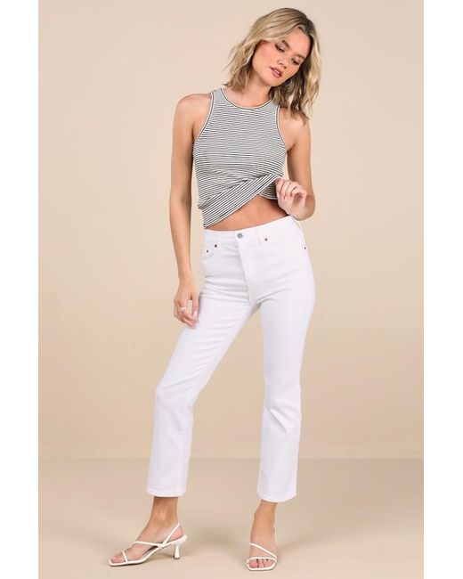 Daze Denim Natural Shy Girl High-Waisted Cropped Flare Jeans