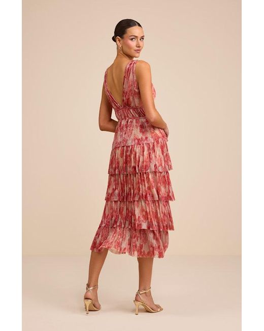 Lulus Valentia Plisse Sleeveless Tiered Midi Dress