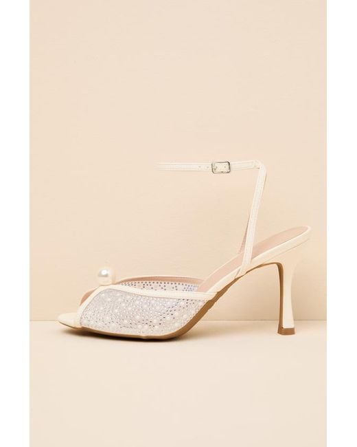 Lulus Natural Pixie Rhinestone Ankle Strap Peep-Toe Heels