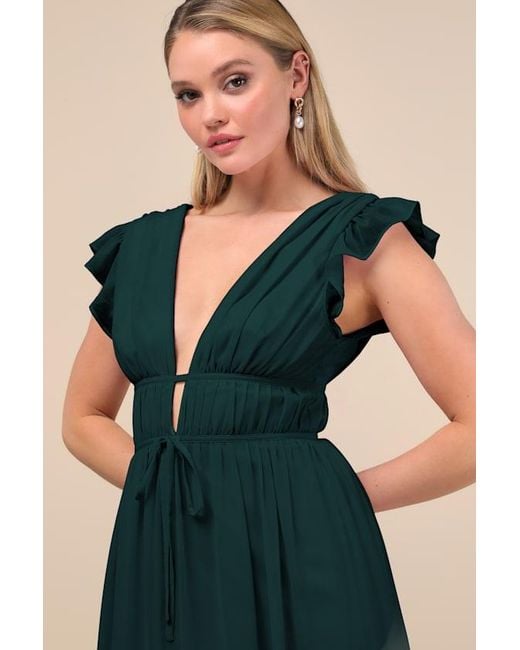 Lulus Green I'M All Yours Ruffled Maxi Dress