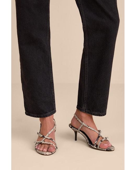 Lulus Black Sara Snake Strappy Slingback High Heel Sandals