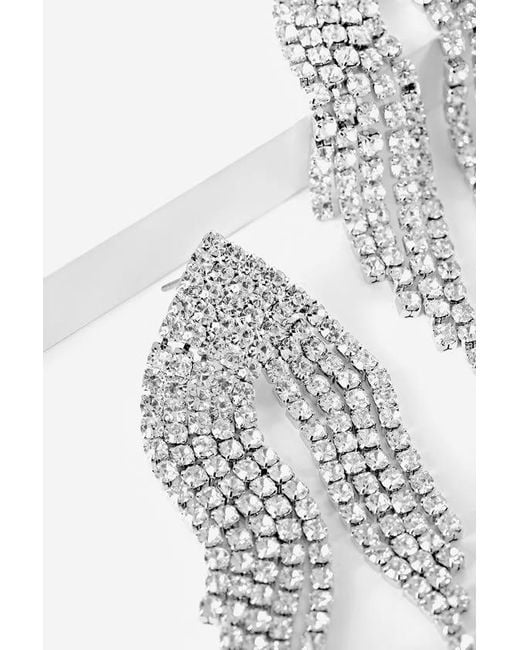 Lulus Brown Afterparty Rhinestone Fringe Earrings