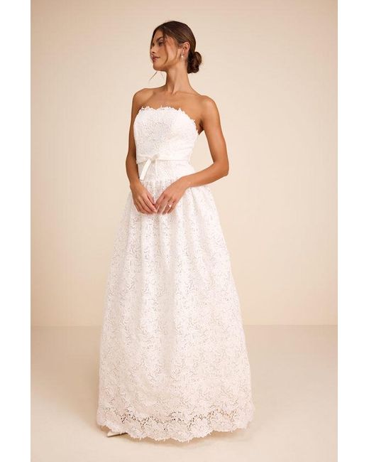 Lulus Natural Gabby Crochet Lace Strapless Maxi Dress