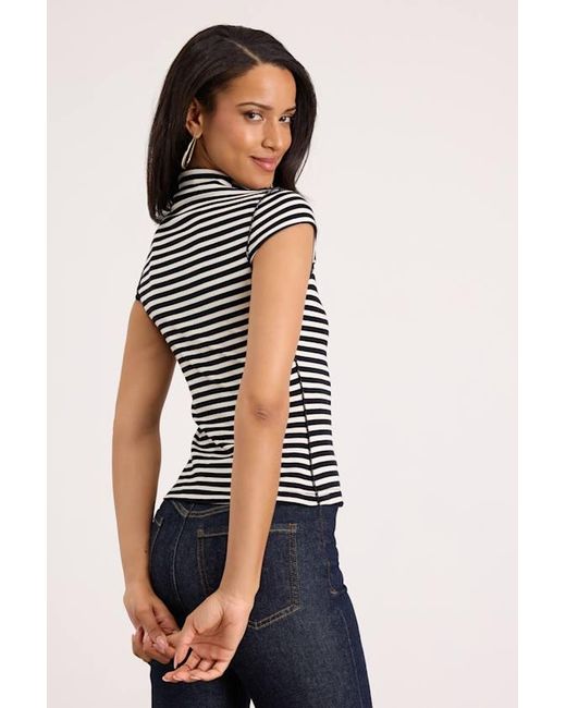 Lulus Blue Liza Striped Cap Sleeve Top