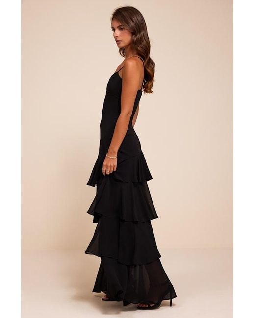 Lulus Black Amaria Tiered Maxi Dress
