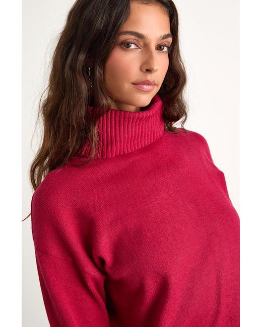 Lulus Red Amazing Memories Turtleneck Sweater