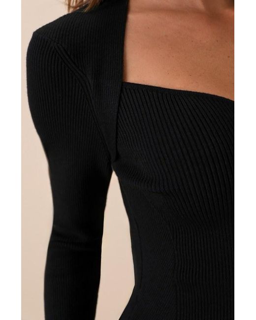 Lulus Natural Adoring Me Ribbed Long Sleeve Midi Sweater Dress