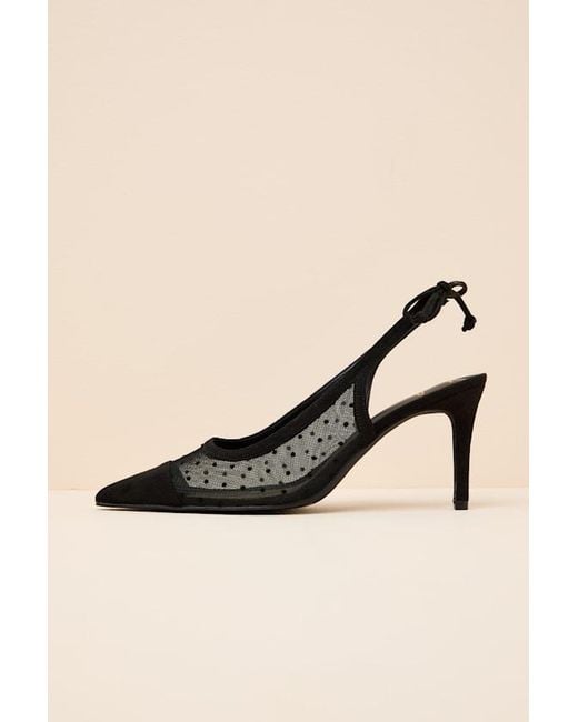 Lulus Natural Lacey Polka Dot Mesh Pointed-Toe Slingback Pumps
