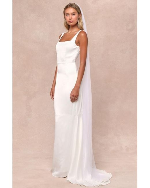 Lulus Natural Luxe Loveliness Satin Backless Mermaid Maxi Dress