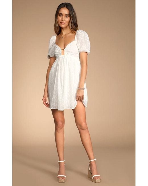 Lulus Brown Sunny Day Stunner Eyelet Embroidered Babydoll Dress