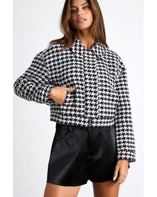 Lulus Multicolor Bexlee Houndstooth Cropped Bomber Jacket