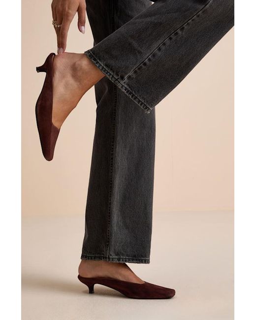 Matisse Natural Classy Cappuccino Suede Leather Kitten Heel Mules