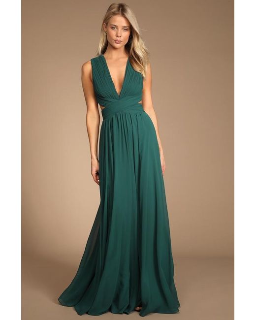 Lulus Green Vivid Imagination Emerald Cutout Maxi Dress