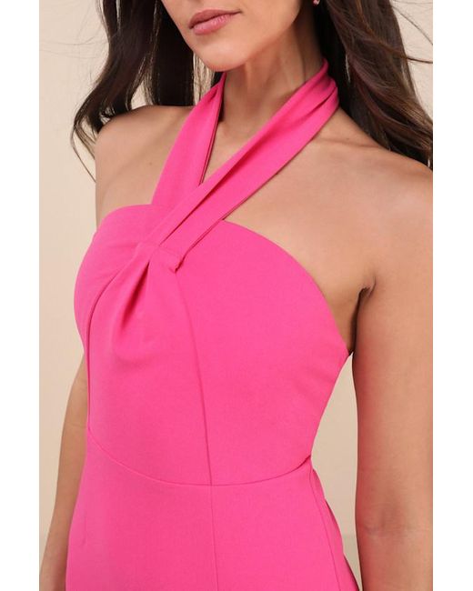 Lulus Pink Mesmerizing Perfection Halter Neck Backless Maxi Dress