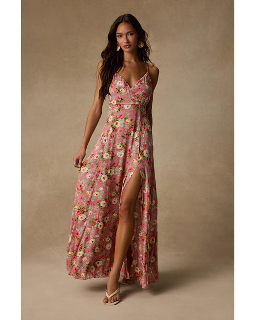 Lulus Brown Everlasting Bliss Blush Floral Print Maxi Dress