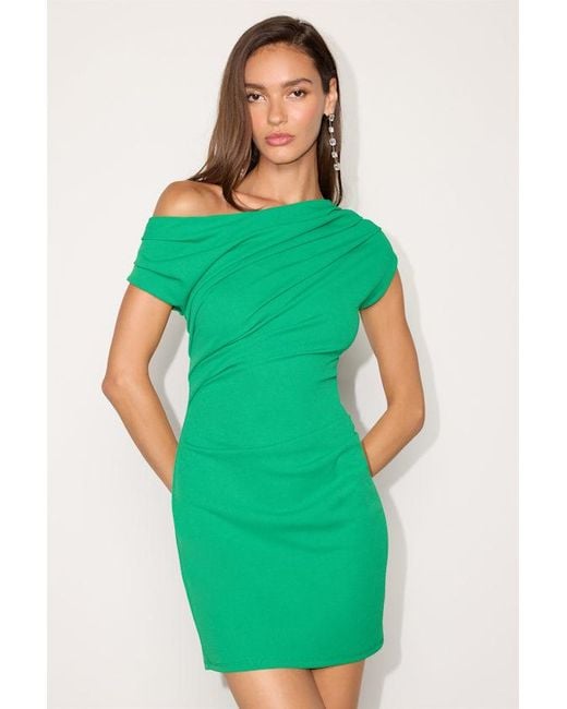 Lulus Green Janine Bright Asymmetrical Mini Dress