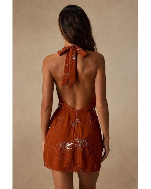 Lulus Orange Hazel Cowl-Front Mini Dress