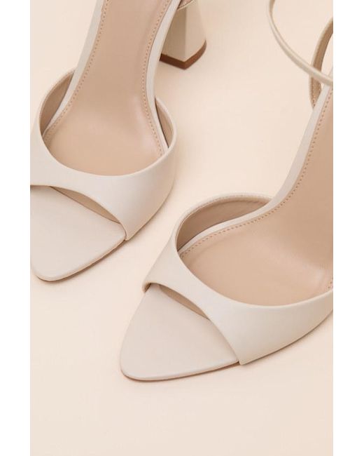Steve Madden Natural Beki Bone Leather Ankle Strap High Heel Sandals