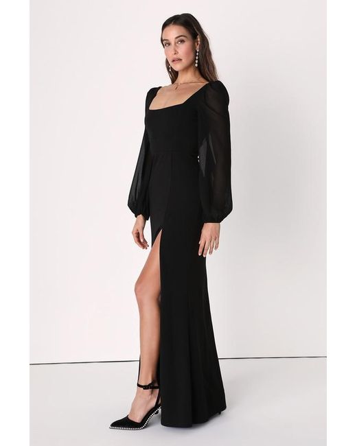 Lulus Black Absolutely Adored Long Sleeve Mermaid Maxi Dress
