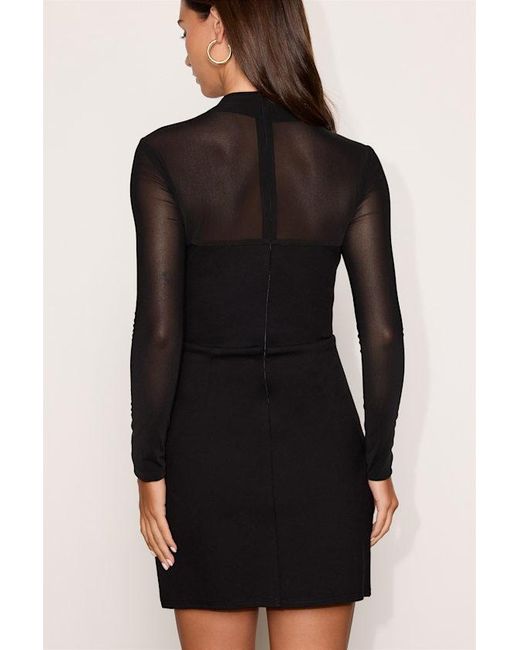 Lulus Black Cosmala Bustier Long Sleeve Mini Dress