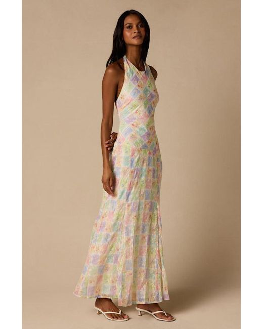 Lulus Natural Maressa Multi Floral Halter Maxi Dress