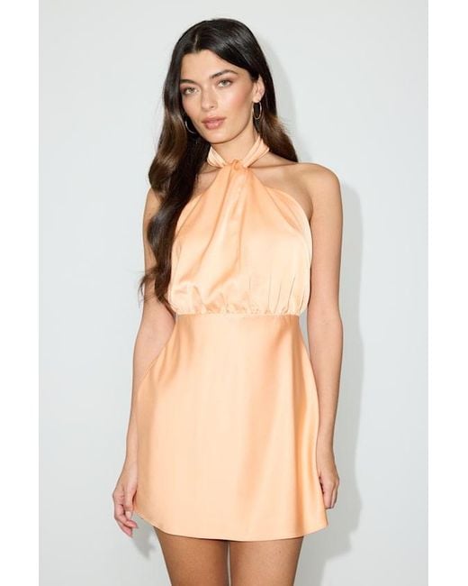 Lulus Natural Sleek Essence Satin Halter Sleeveless Mini Dress