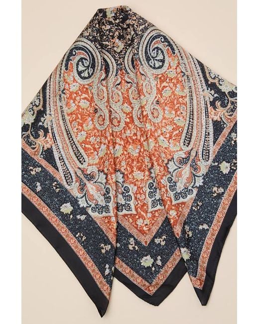 Lulus Blue Joy Multi Paisley Satin Scarf