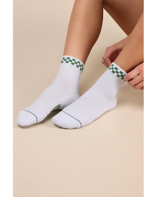 Vans Black Peek-A-Check And Checkerboard Crew Socks