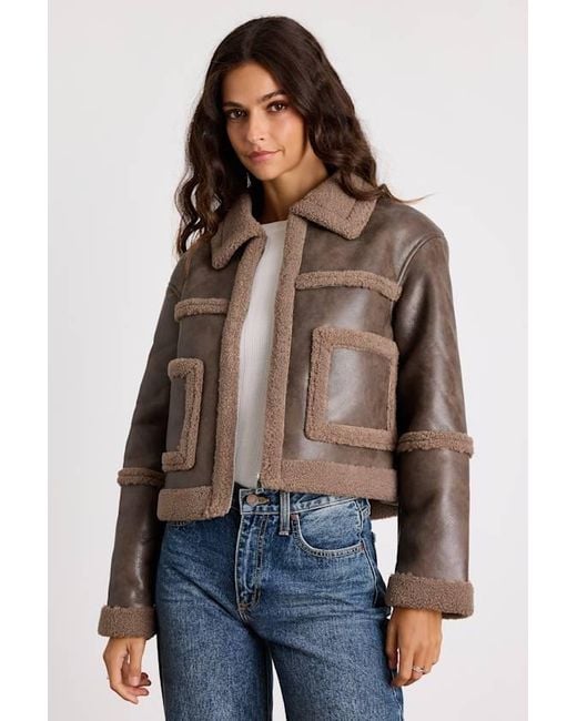 Glamorous Brown Dizzy Dark Distressed Vegan Leather Jacket